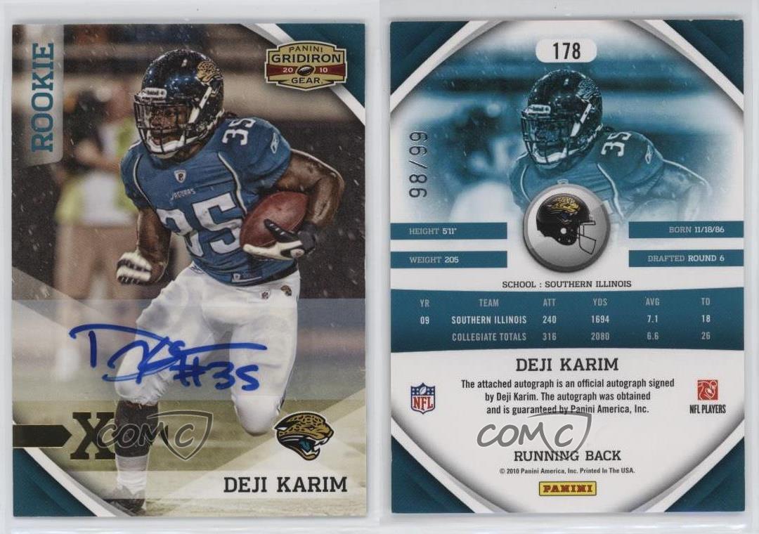 2010 Panini Gridiron Gear Gold X's Signatures /99 Deji Karim #178 Rookie Auto RC