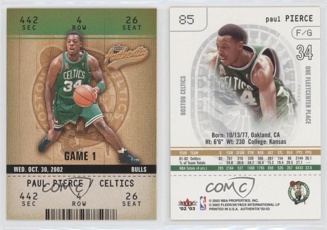 2002-03 Fleer Authentix Paul Pierce #85 Celtics HOF