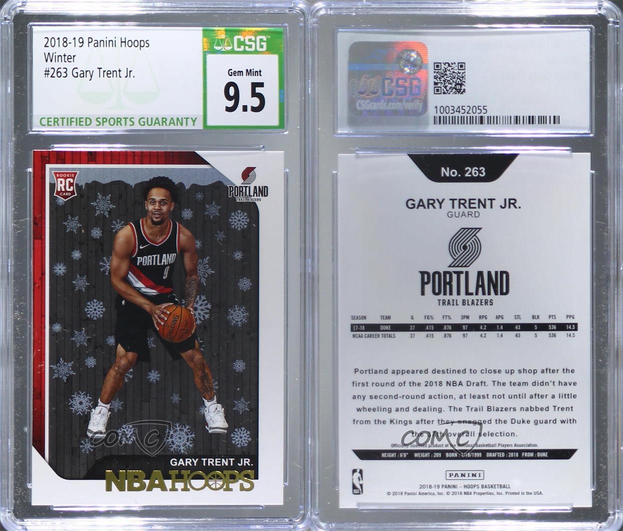 2018-19 Donruss Optic Gary Trent Jr. Rookie Signed Card Portland