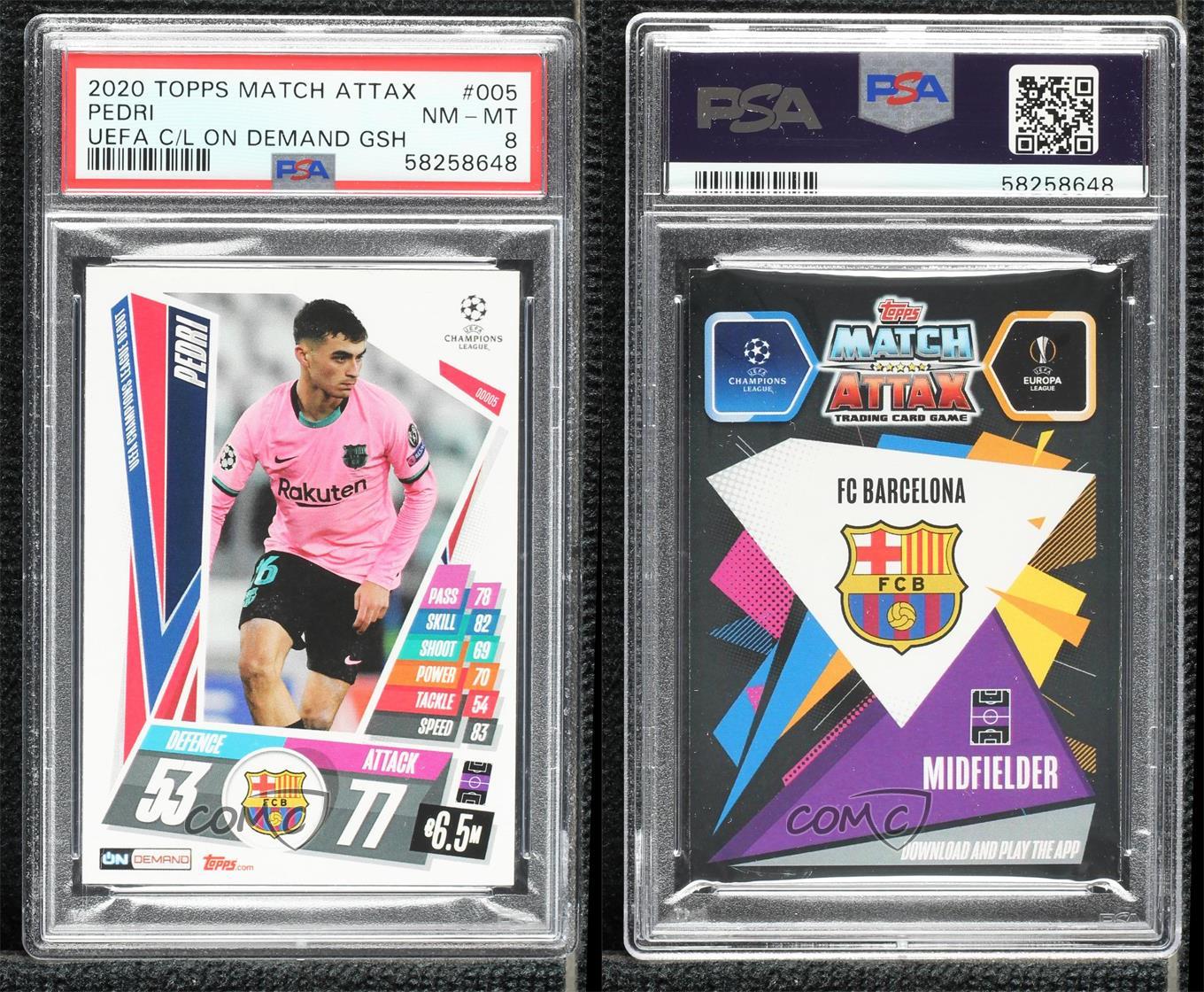 2020-21 Topps Match Attax UCL On Demand Pack 1 Pedri #OD005 PSA 8 Rookie RC - Picture 5 of 5