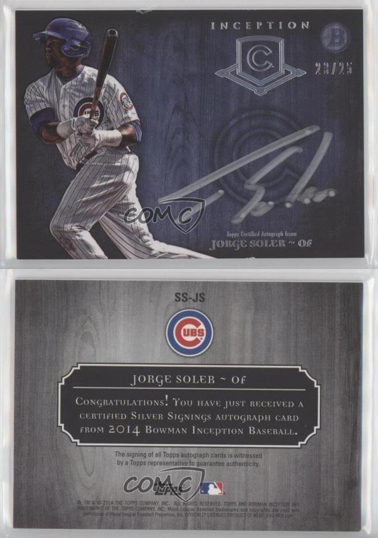 2014 Bowman Inception Silver Signings /25 Jorge Soler #SS-JS Auto - Picture 3 of 3