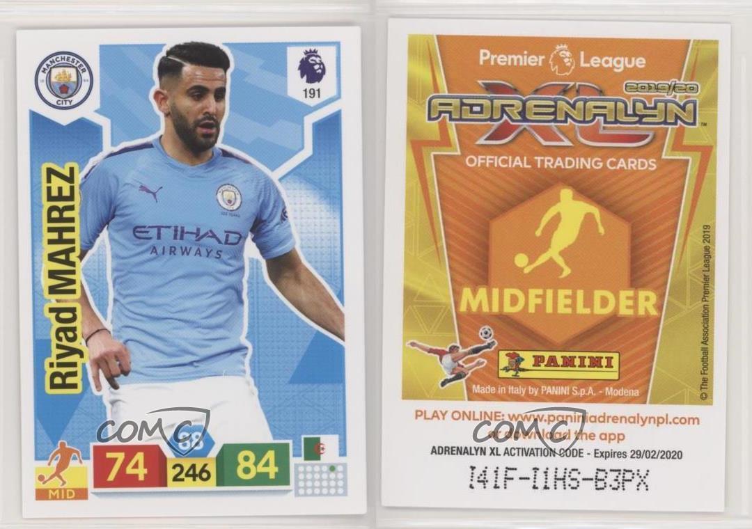 Panini Premier League adrenalyn XL 2019//20 Riyad Mahrez Man City No 191