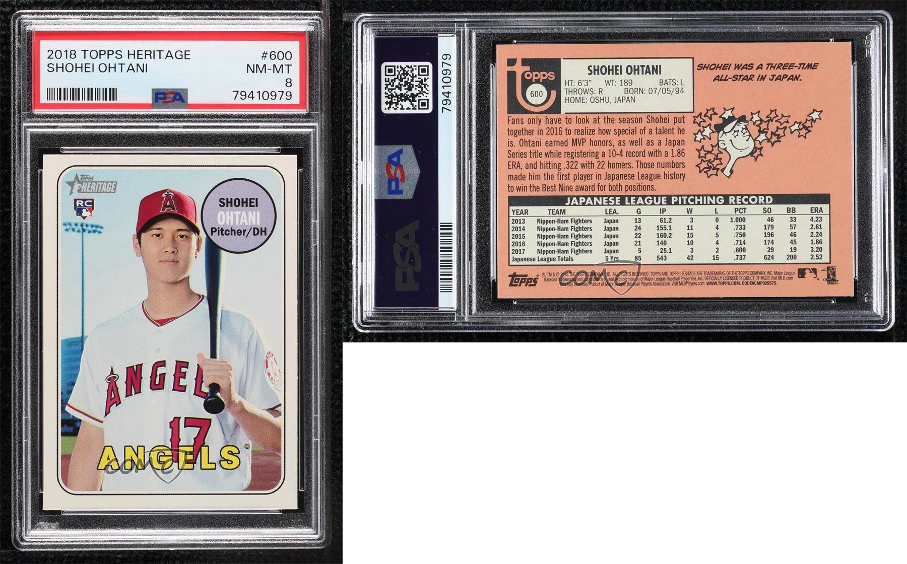 2018 Topps Heritage High Number Shohei Ohtani #600 PSA 8 Rookie RC - Picture 3 of 3