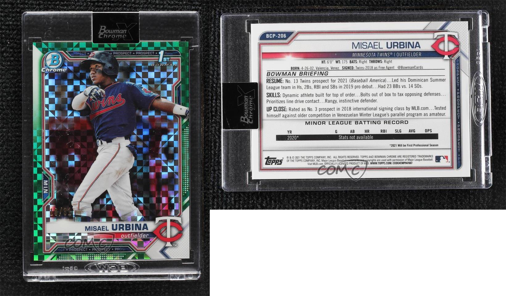 2021 Bowman Chrome X Prospects Green X-Fractor /31 Misael Urbina #BCP-206 - Picture 3 of 3