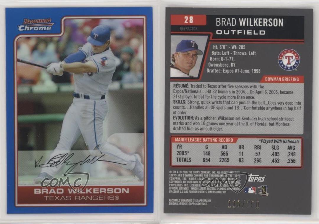 2006 Bowman Chrome Blue Refractor /150 Brad Wilkerson #28