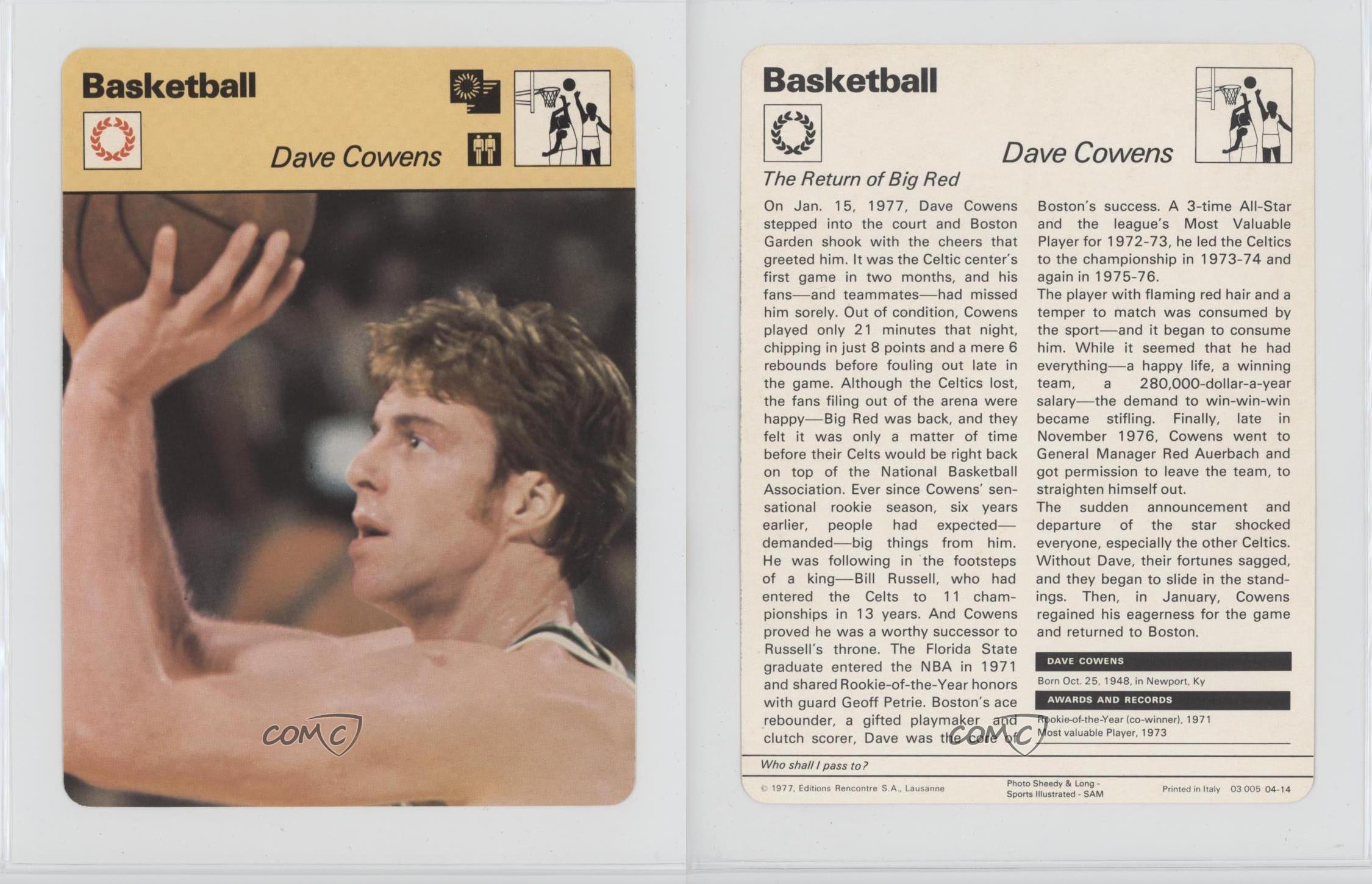 1977-79 Sportscasters Series 4 Dave Cowens #04-14 HOF Basketball Card