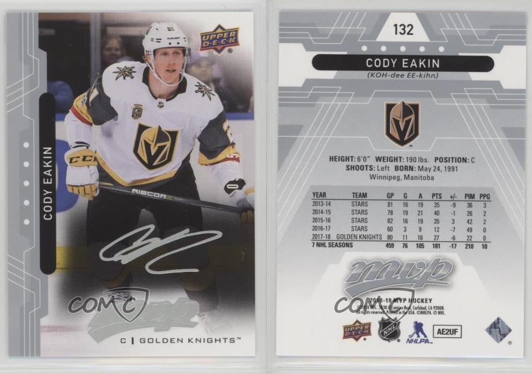2018-19 Upper Deck MVP Super Script /25 Cody Eakin #132 - Picture 3 of 4