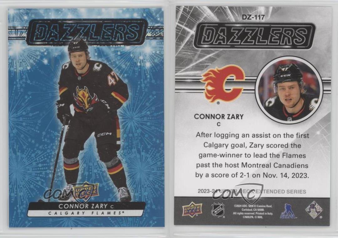 2023-24 Upper Deck Extended Series Dazzlers Blue Connor Zary #DZ-117 Rookie RC