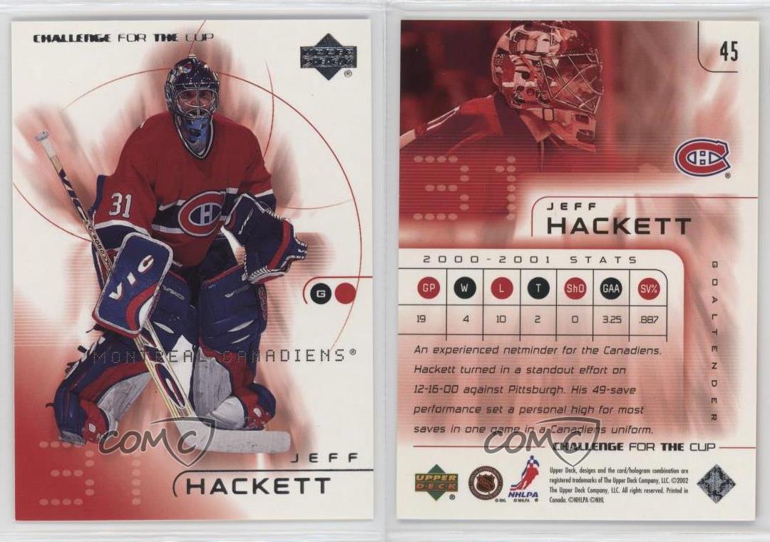 2001-02 Upper Deck Challenge for the Cup Jeff Hackett #45 - Picture 4 of 4