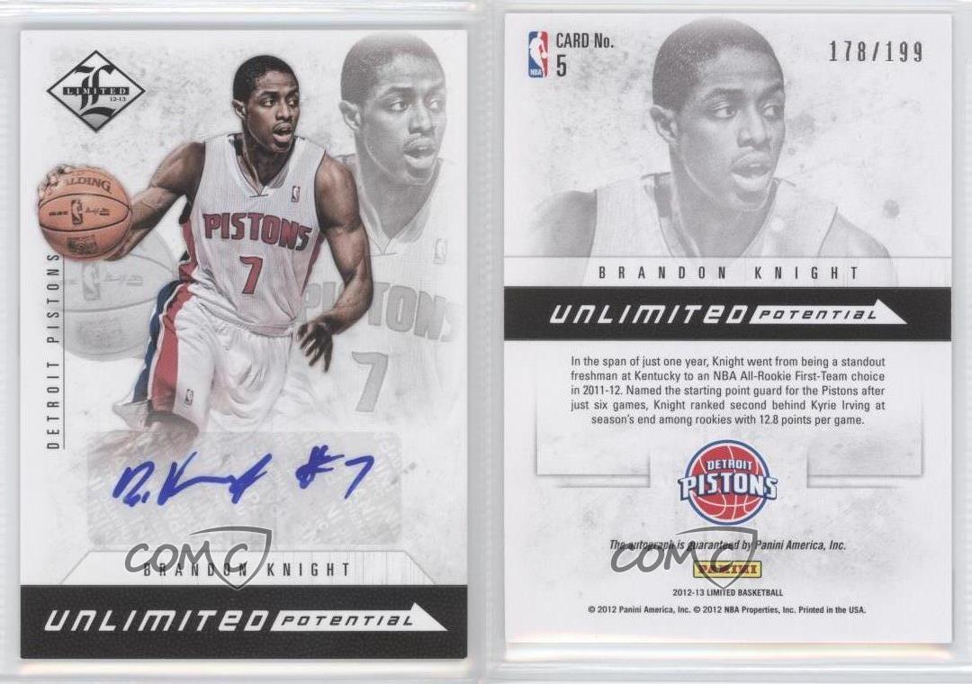 2012 Limited Unlimited Potential Signatures /199 Brandon Knight Rookie Auto RC - Bild 4 von 4