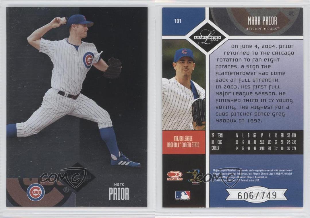 2004 Leaf Limited Mark Prior Cubs 18/50 Game Used Jersey Baseball Card #101  at 's Sports Collectibles Store