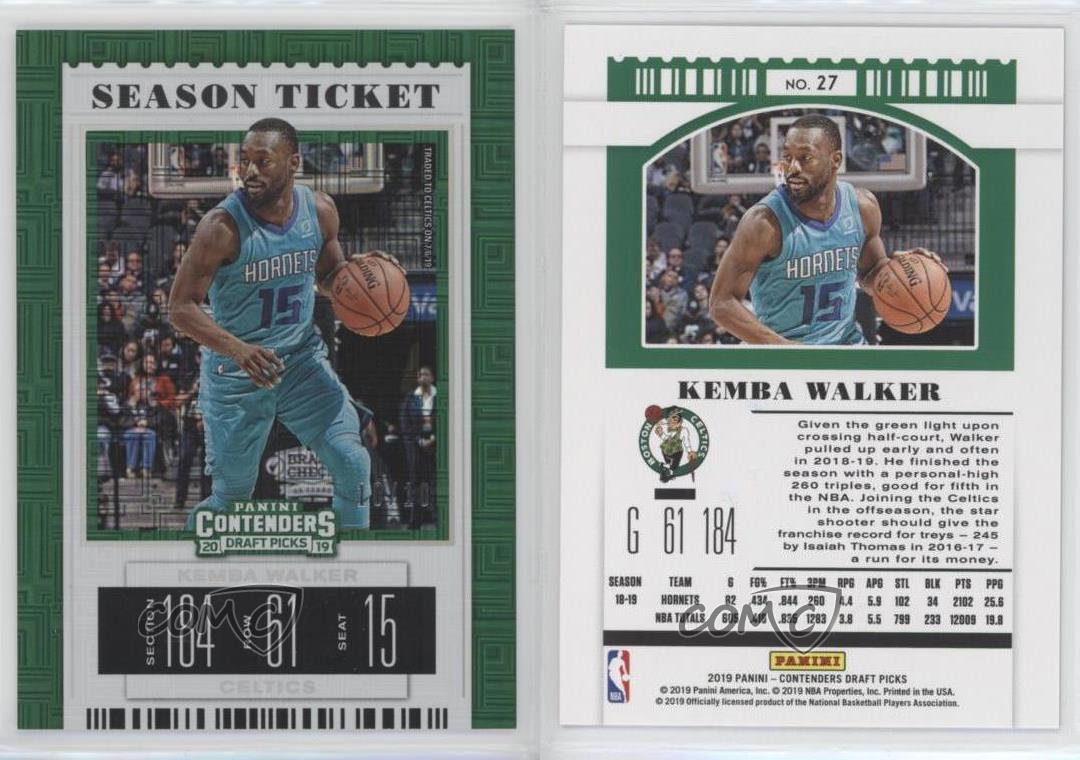 2019-20 Panini Contenders Draft Picks Season Ticket Variation #27 Kemba Walker Boston Celtics Basketball Trading Card