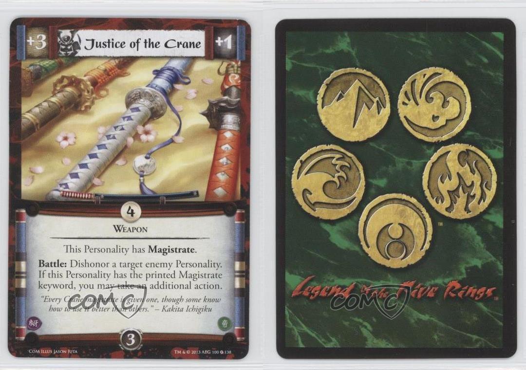 3 x Justice of the Crane L5R CCG CoM