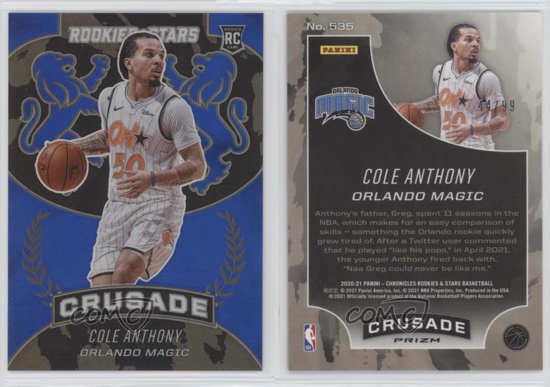 2020-21 Panini Chronicles Crusade Blue /99 Cole Anthony #535 Rookie RC