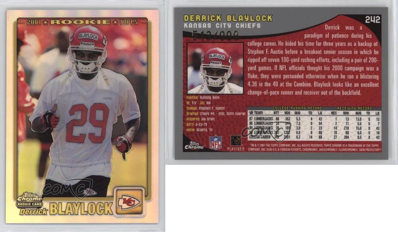 2001 Topps Chrome Rookie Refractor /999 Derrick Blaylock #242 - Picture 3 of 4