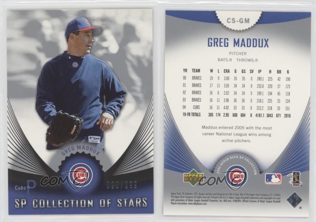 Upper Deck Greg maddux classic stitches game used jersey /299 GJ-GM