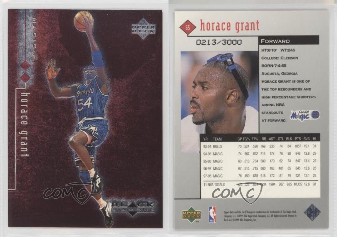 1998-99 Upper Deck Black Diamond Double Diamond /3000 Horace Grant #65 - Picture 3 of 3