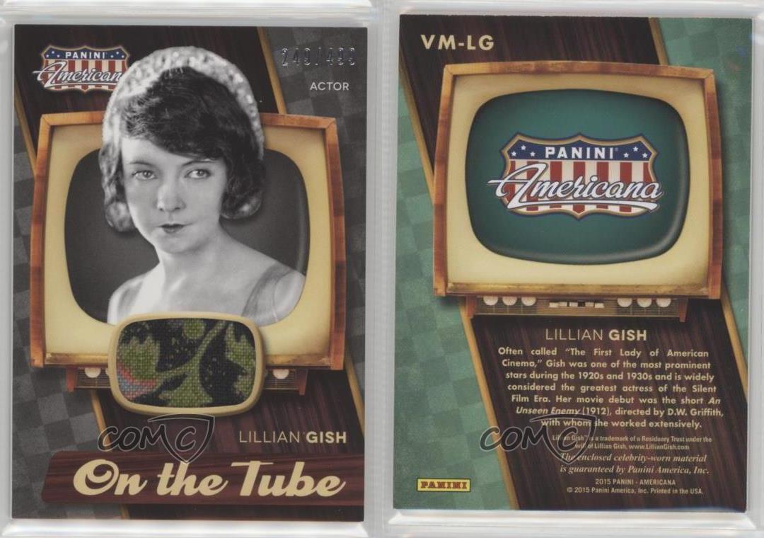 Lillian Gish On the Tube Materials Relic Card 2015 Panini Americana //499 VM-LG