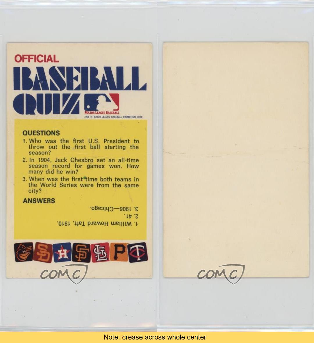 1972 Fleer Official Baseball Quiz Cards Laughlin Baseball's Famous Feats #OFBQ - Picture 4 of 4