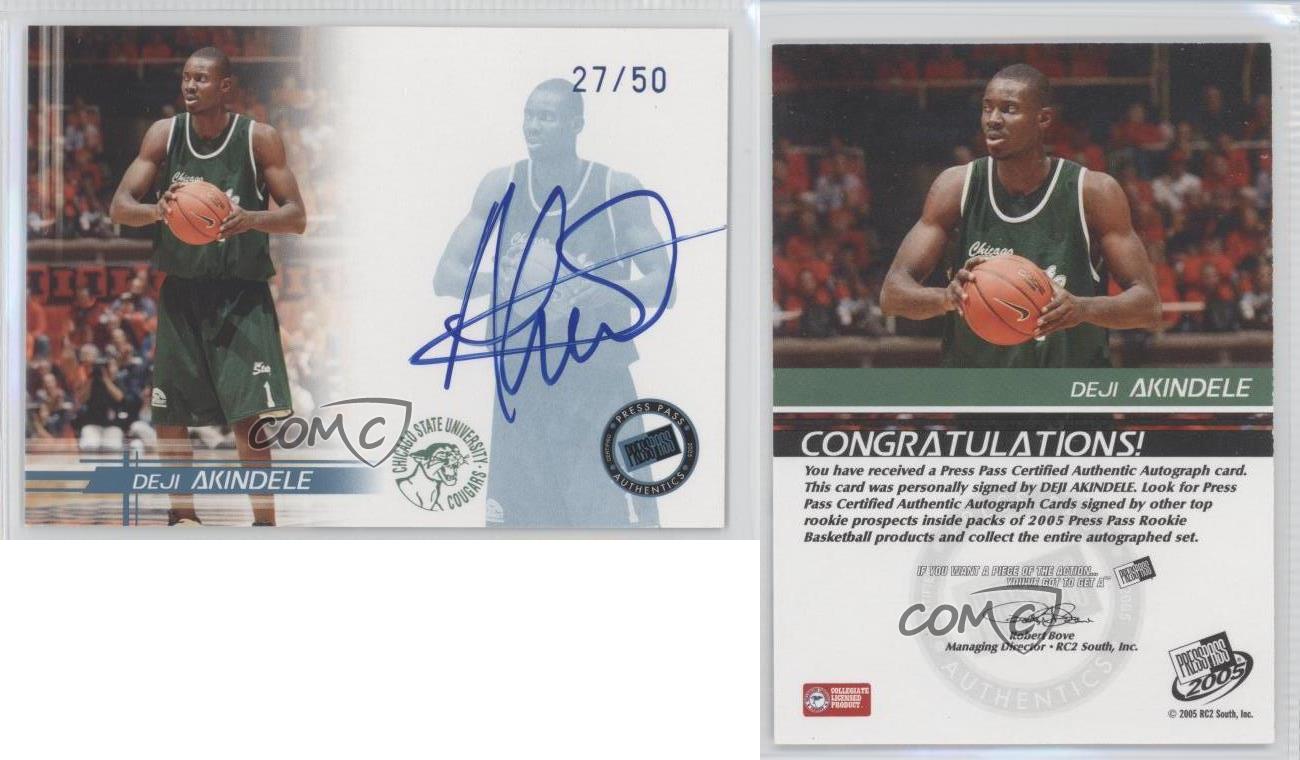 2005-06 Press Pass Auto Blue /50 Deji Akindele Rookie Auto RC