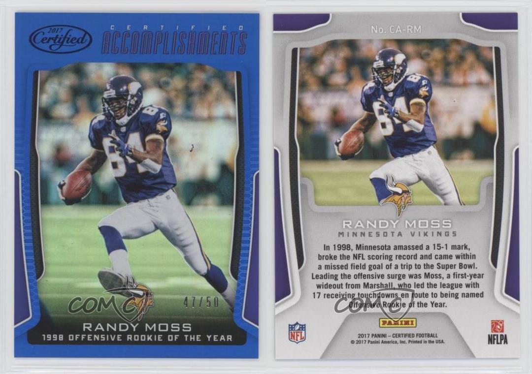 2017 Certified Certified Accomplishments Mirror Blue /50 Randy Moss #CA-RM HOF