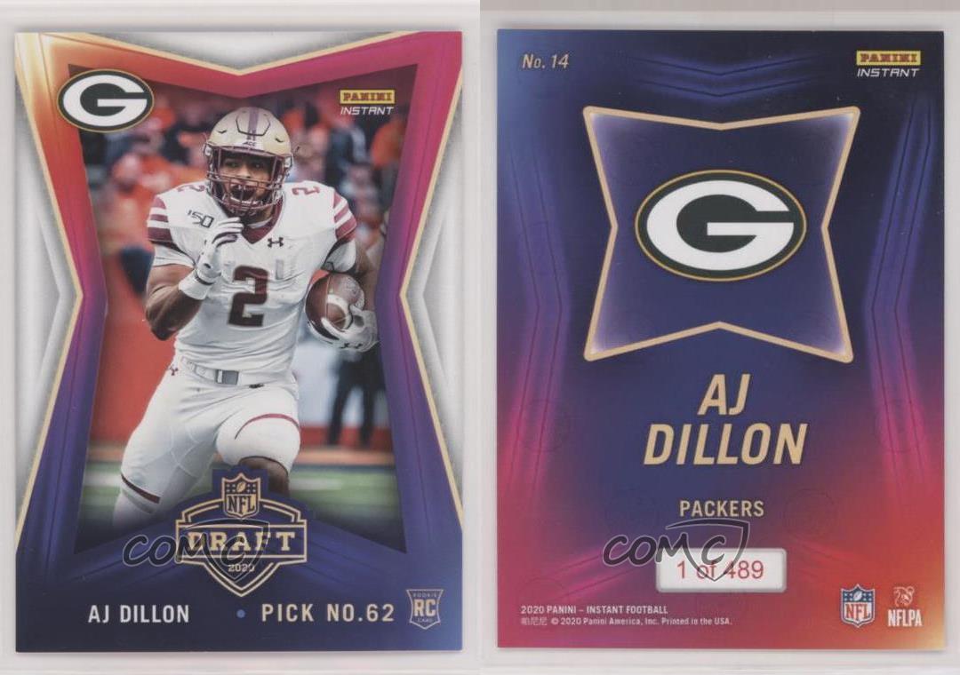 2020 Panini Instant NFL Draft AJ Dillon Rookie RC #14/489