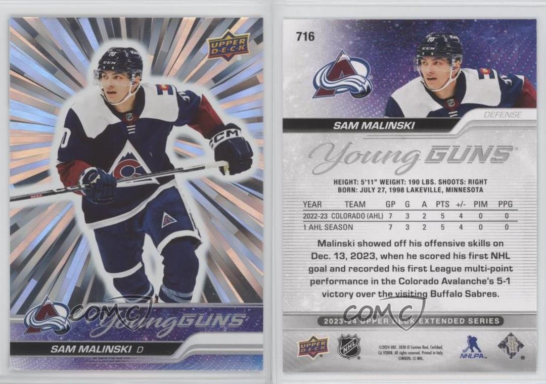 2023 Upper Deck Extended Series Young Guns Outburst Sam Malinski #716 Rookie RC