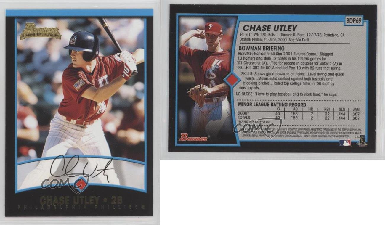  2001 Bowman Draft Picks Baseball #BDP69 Chase Utley Rookie Card  : Collectibles & Fine Art