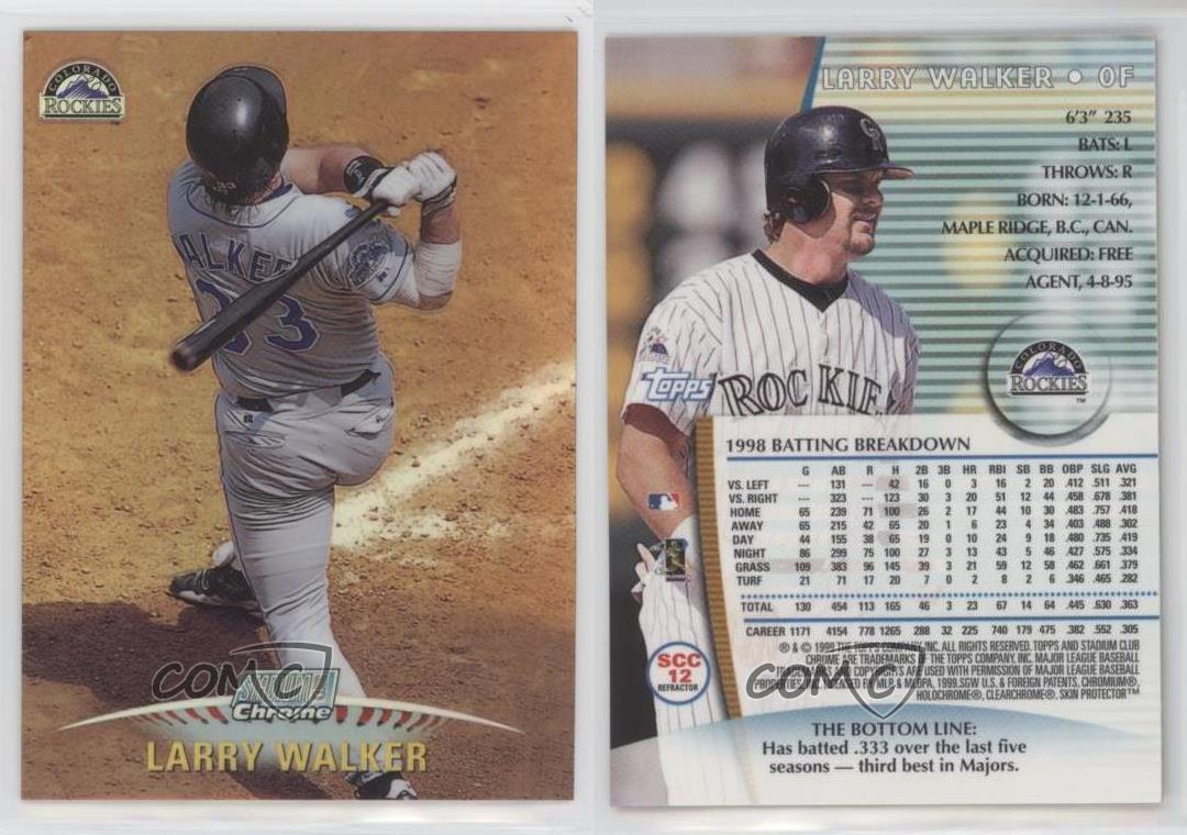 1999 Larry Walker Topps Stadium Club Chrome REFRACTOR #SCC12 Colorado