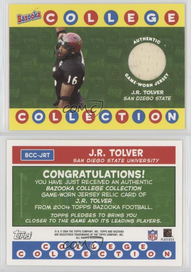2004 Bazooka College Collection Jerseys JR Tolver #BCC-JRT - Picture 4 of 4