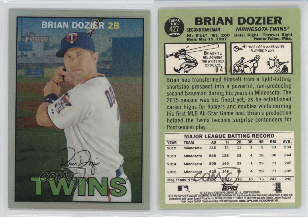 2016 Topps Heritage Chrome Gold Refractor #427 Brian Dozier /5