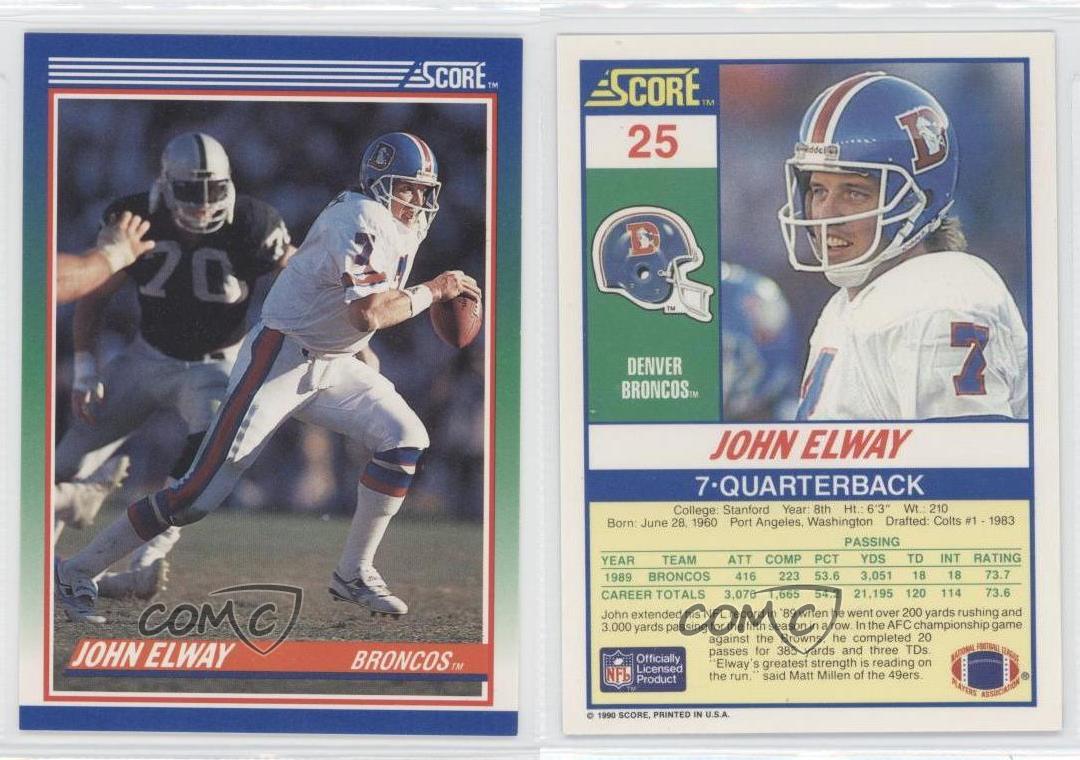 1990 Score 25 John Elway Denver Broncos Football Card eBay