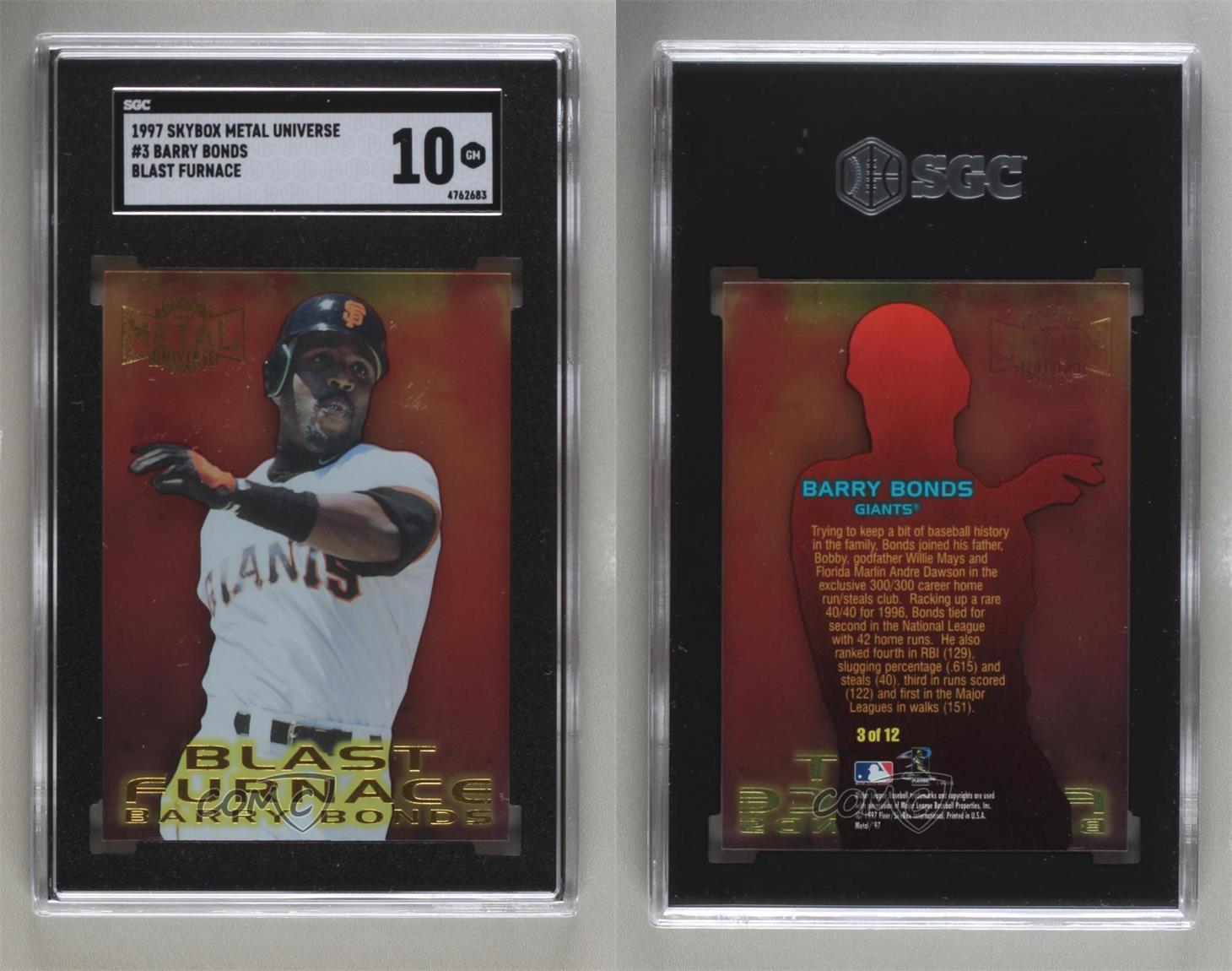 1997 Skybox Metal Universe Blast Furnace Barry Bonds #3 SGC 10 GEM