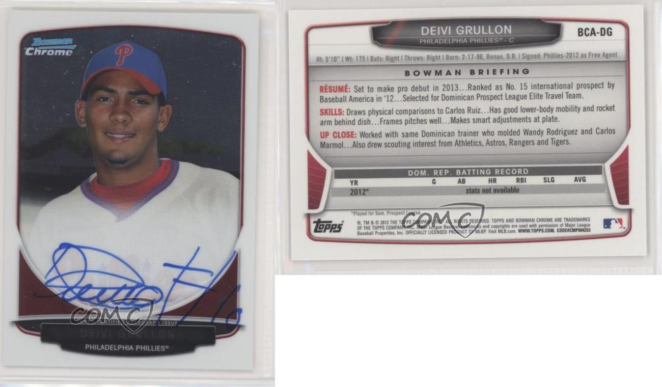 2013 Bowman Chrome Prospects Auto Deivi Grullon #BCA-DG Auto