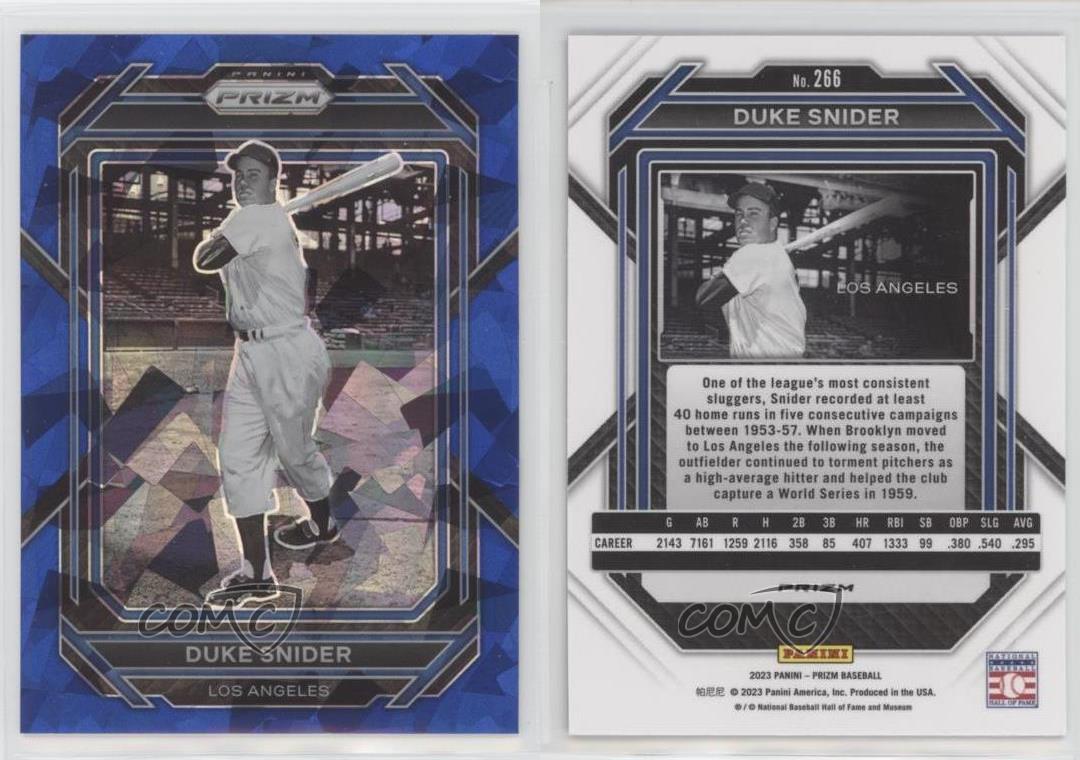 2023 Panini Prizm Blue Ice Prizm Duke Snider #266 HOF - Foto 3 di 4