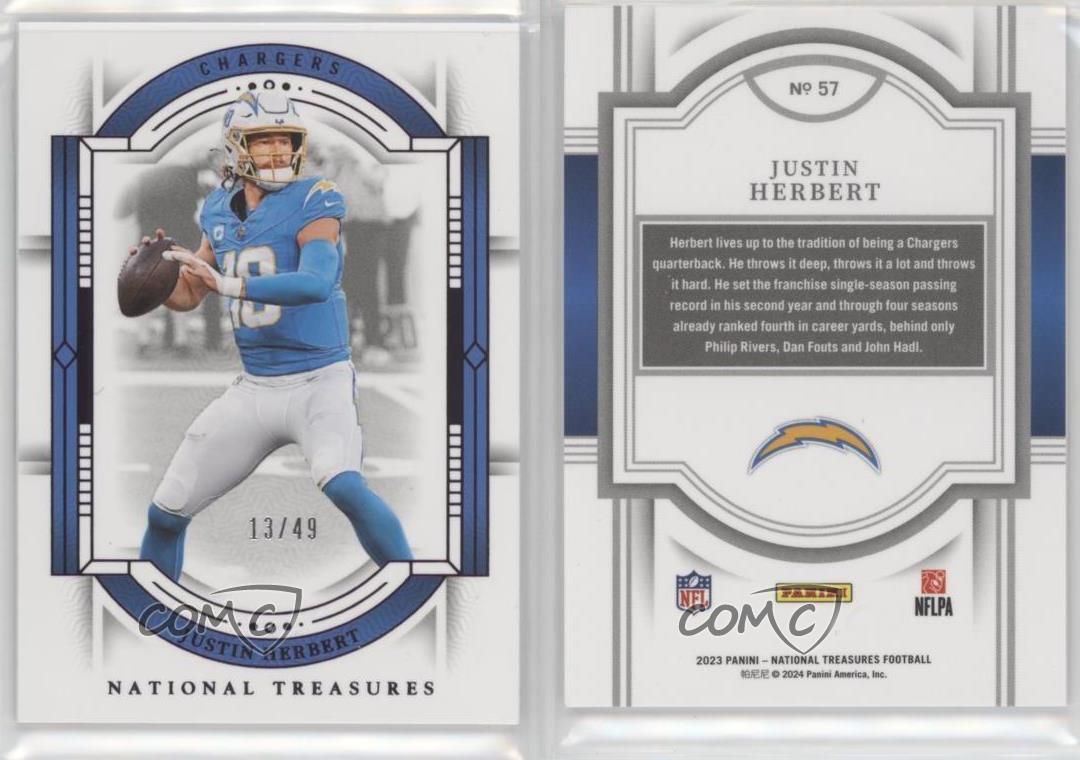 2023 Panini National Treasures Purple /49 Justin Herbert #57 - Picture 3 of 4