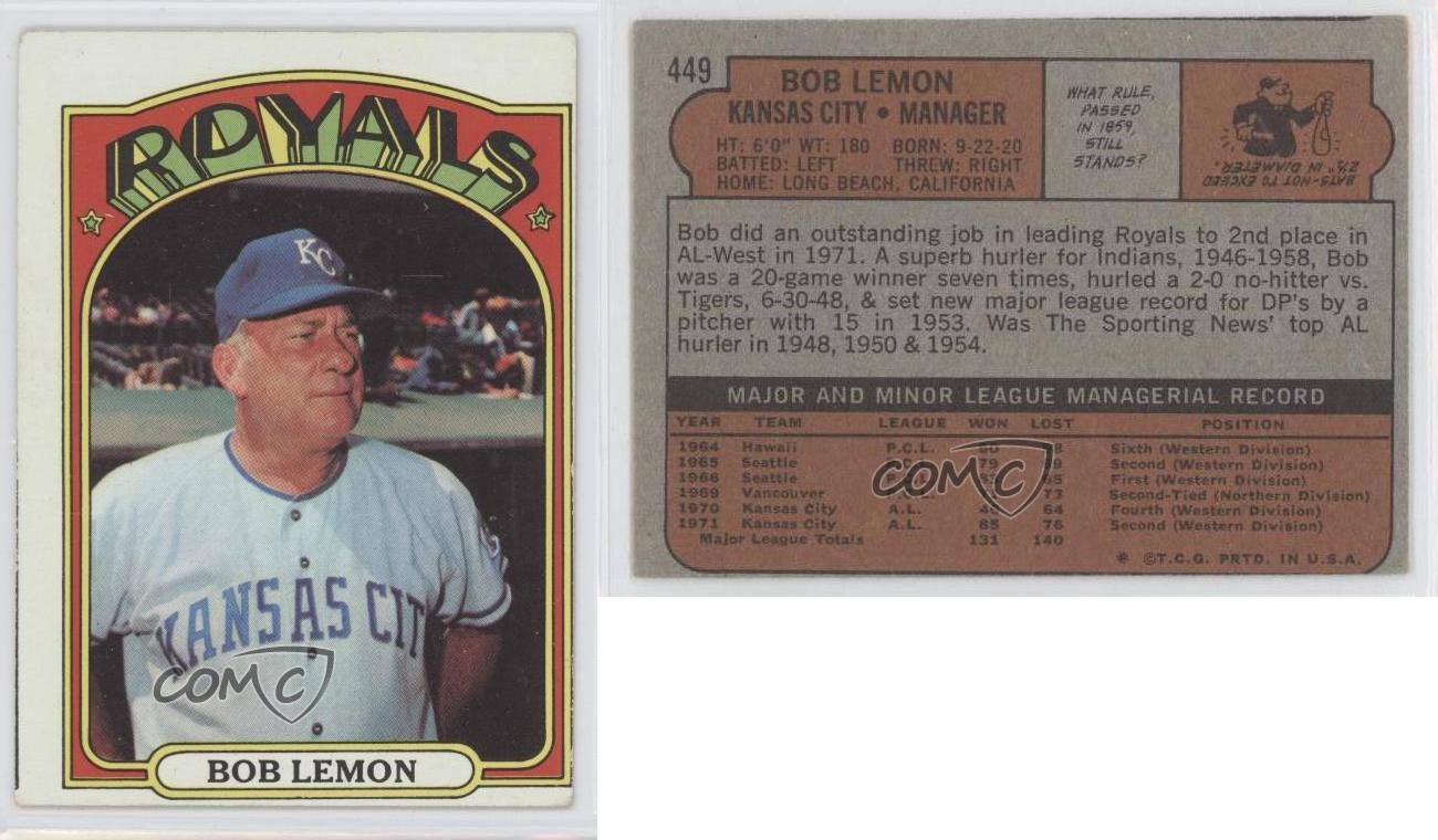2015 Topps Update Highlight of the Year #H-68 Bob Lemon Indians Baseball Card NM-MT