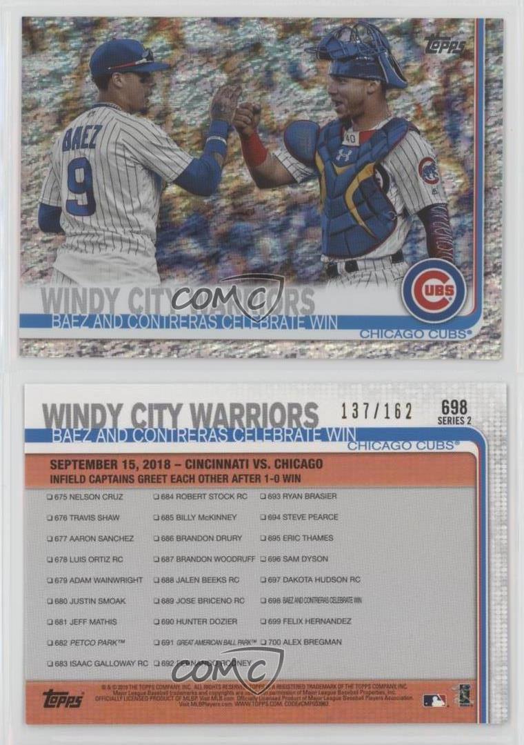 2019 Topps #698 Javier Baez / Willson Contreras card, Chicago Cubs