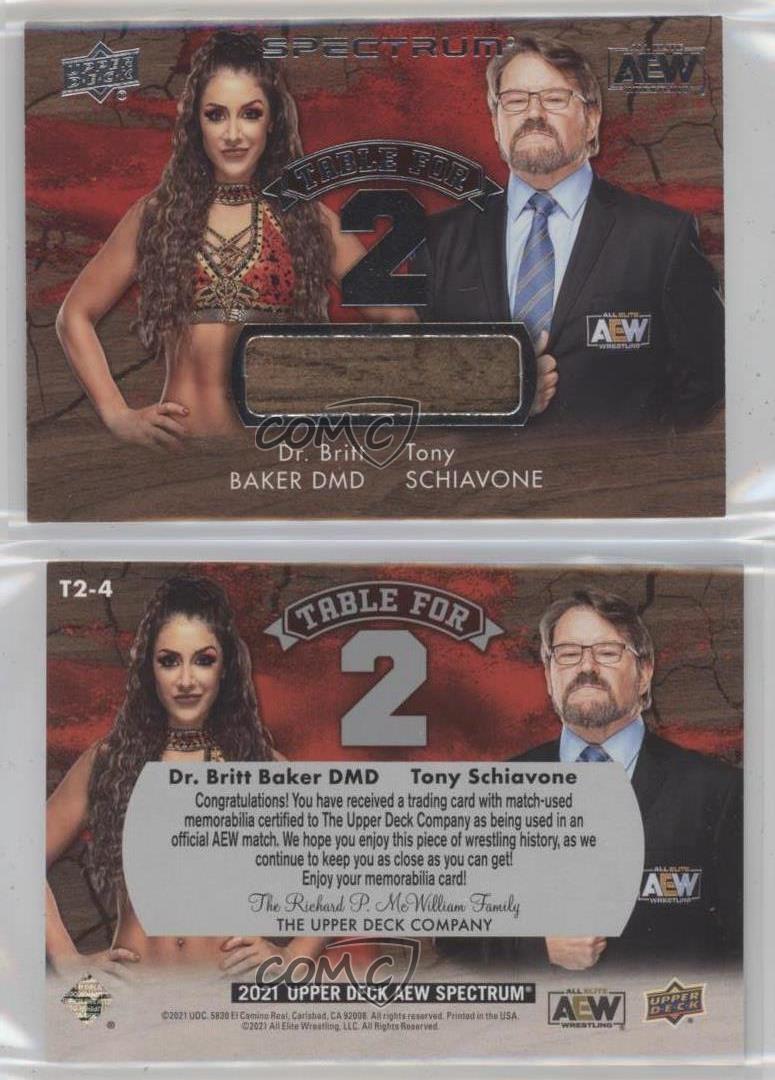 2021 AEW Spectrum Table for 2 Relics Dr Britt Baker Tony Schiavone Rookie RC