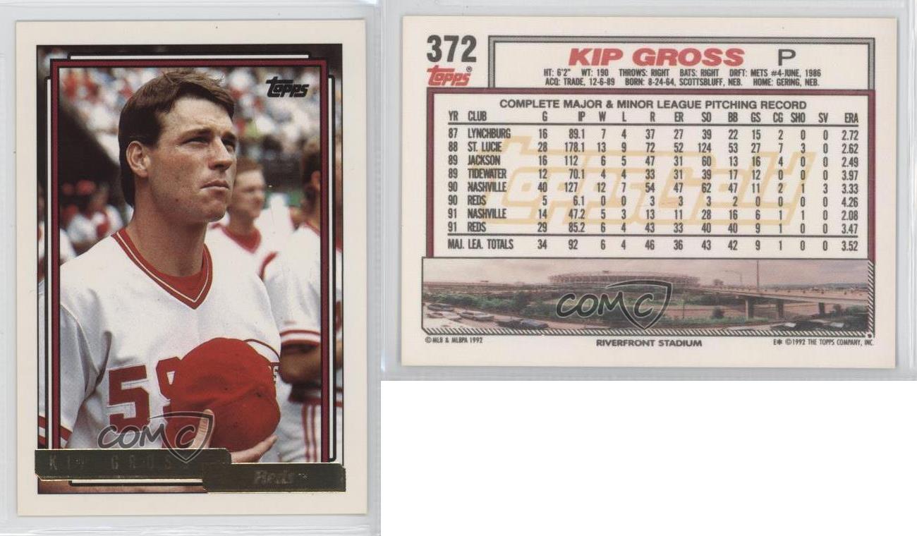 1992 Topps Gold 372 Kip Gross Cincinnati Reds Rookie Baseball Card eBay