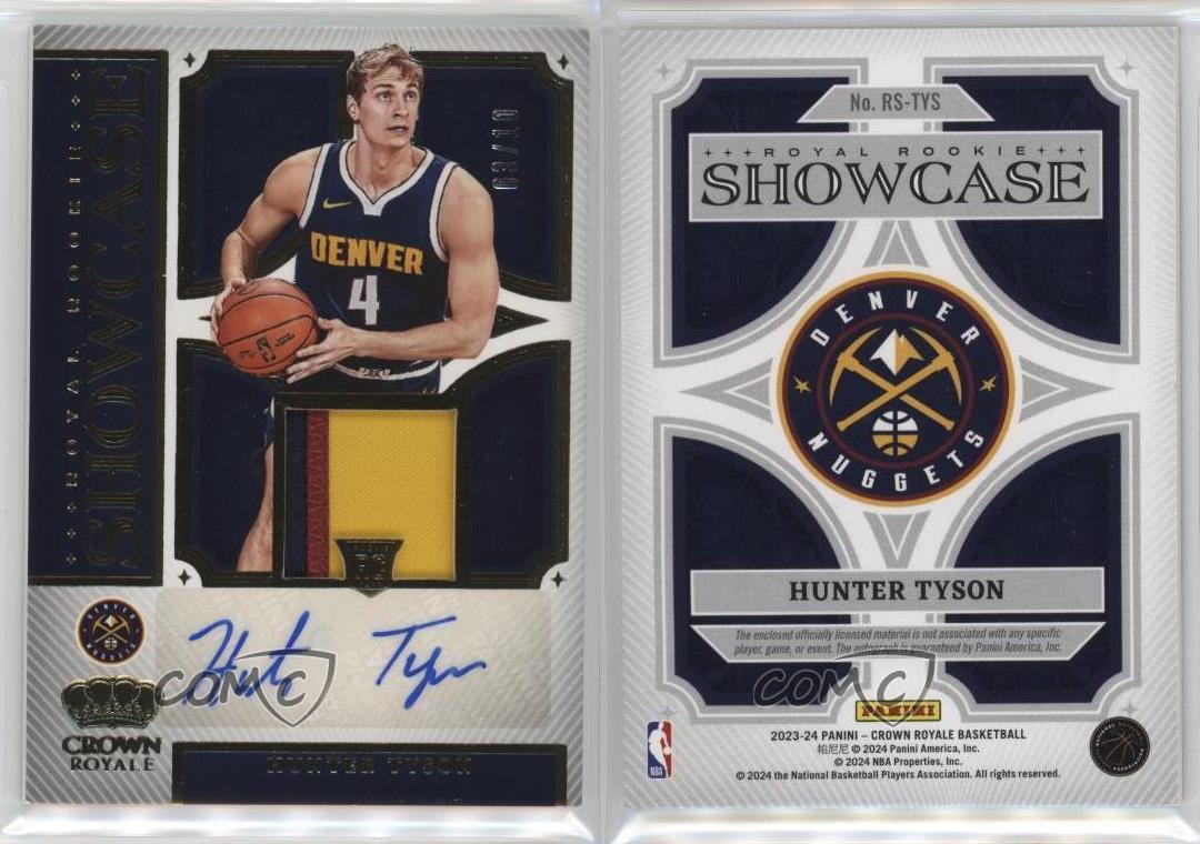2023-24 Panini Crown Royale Royal Rookie Vetrina Oro/10 Hunter Tyson Auto RC - Foto 3 di 3