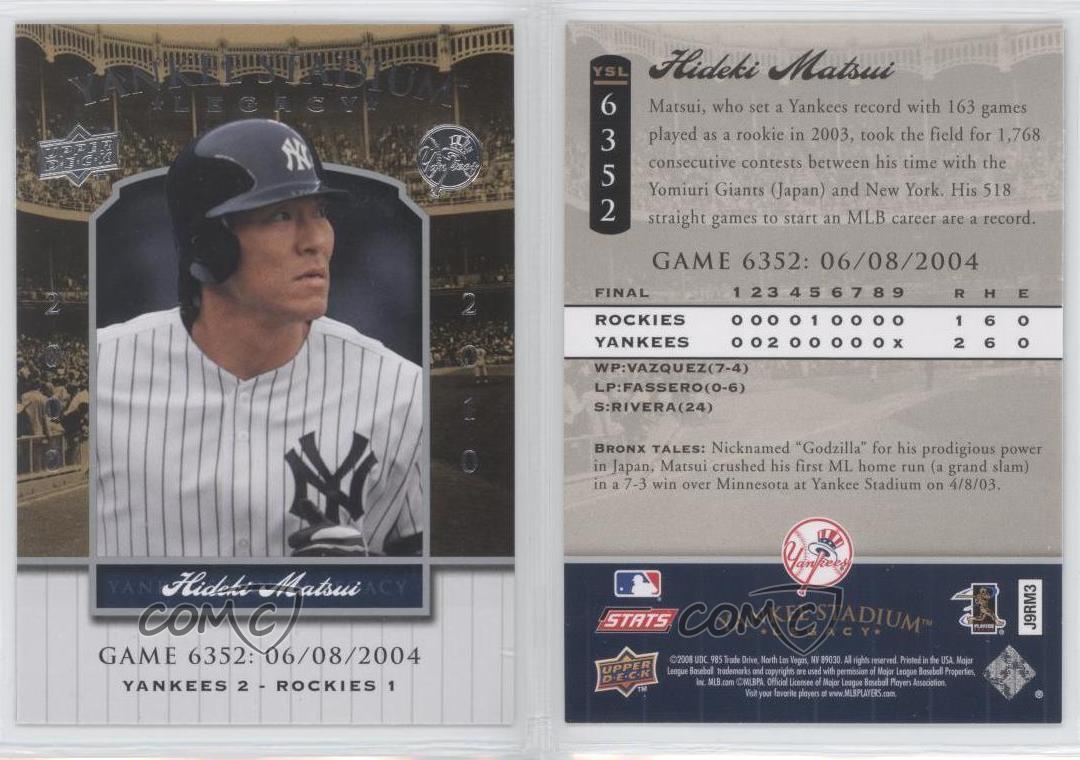 2008 Upper acheter Deck Yankee Stadium Legacy Hideki Matsui #YSL6352