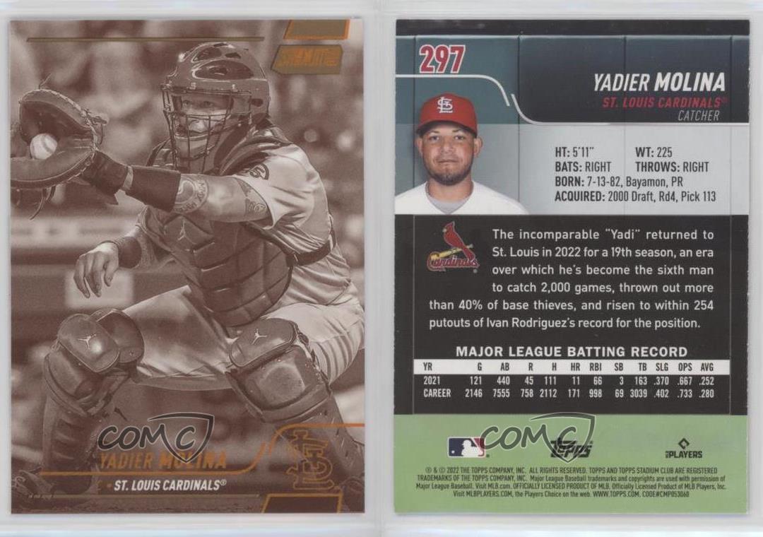 Yadier Molina 2022 Stadium Club Image Variation #297 Price Guide