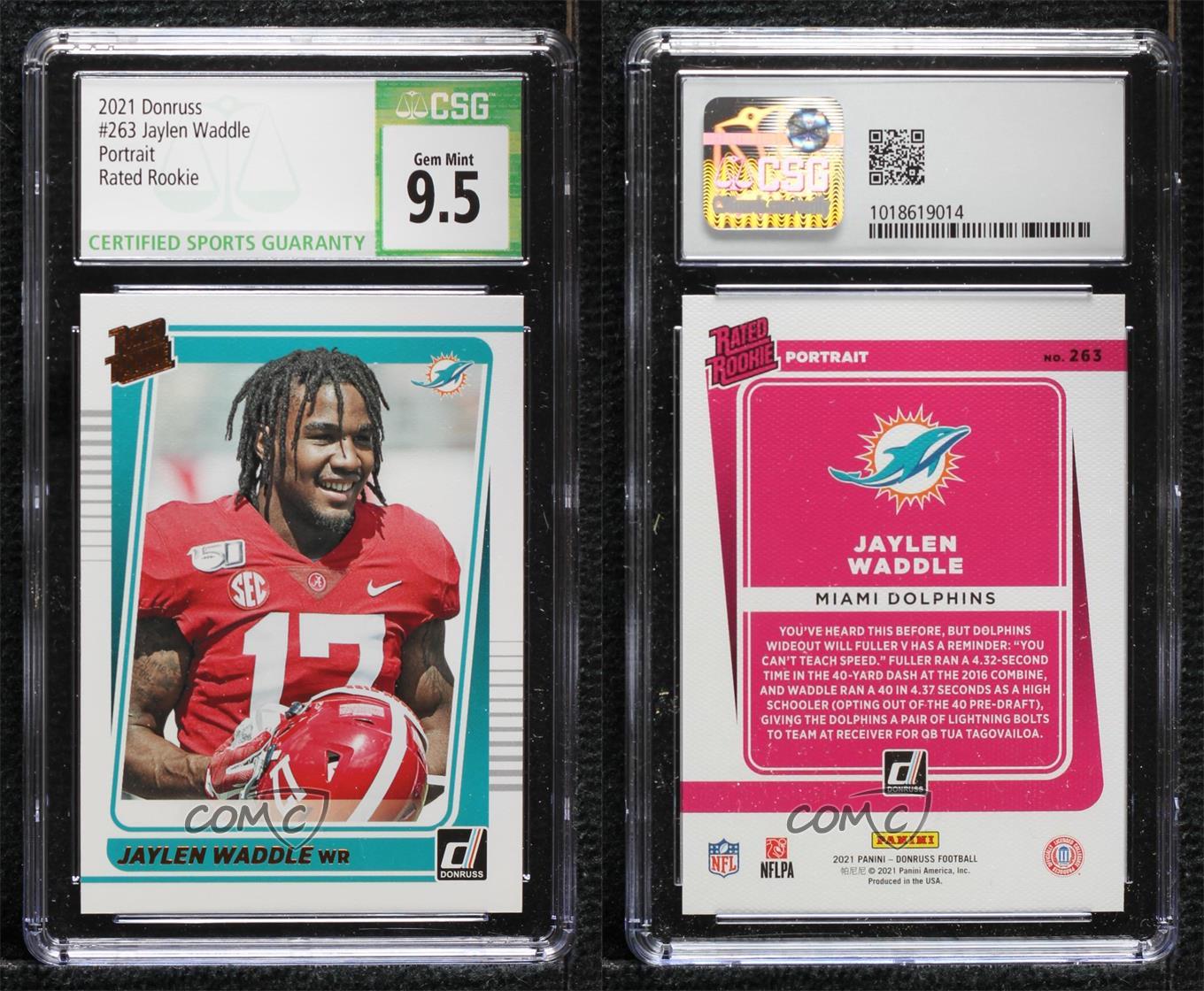 Jaylen Waddle 2021 Panini Donruss Football Rookie Card #263 BGS 9.5 Gem  Mint