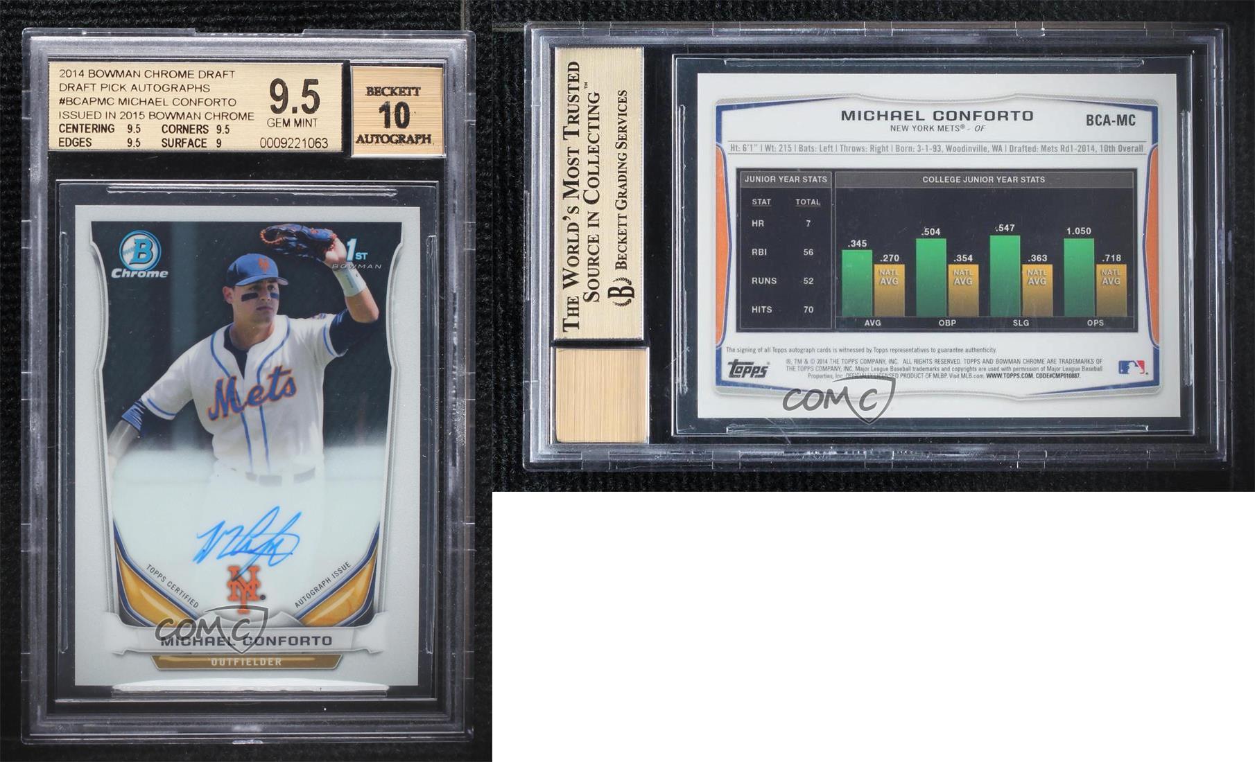 2014 Bowman Draft Chrome Pick Michael Conforto #BCA-MC BGS 9.5 GEM MINT Auto