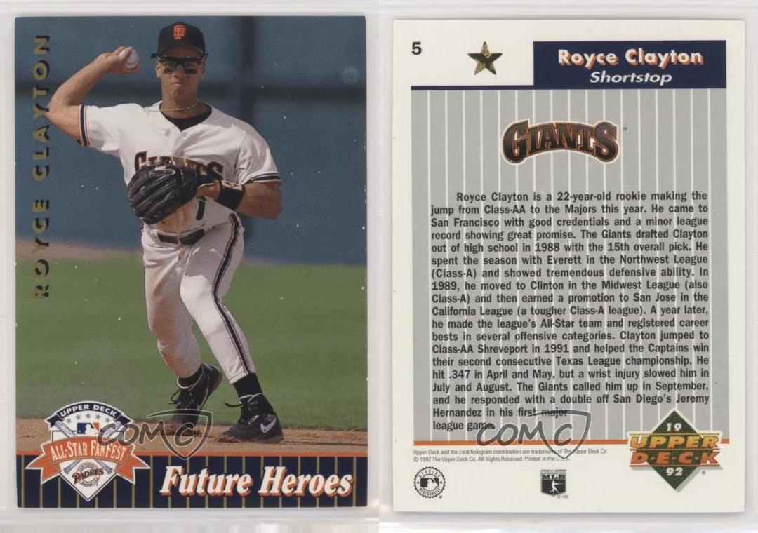 ROYCE CLAYTON #5 GIANTS 1992 UPPER DECK All Star Heroes Fanfest Gold Rare 