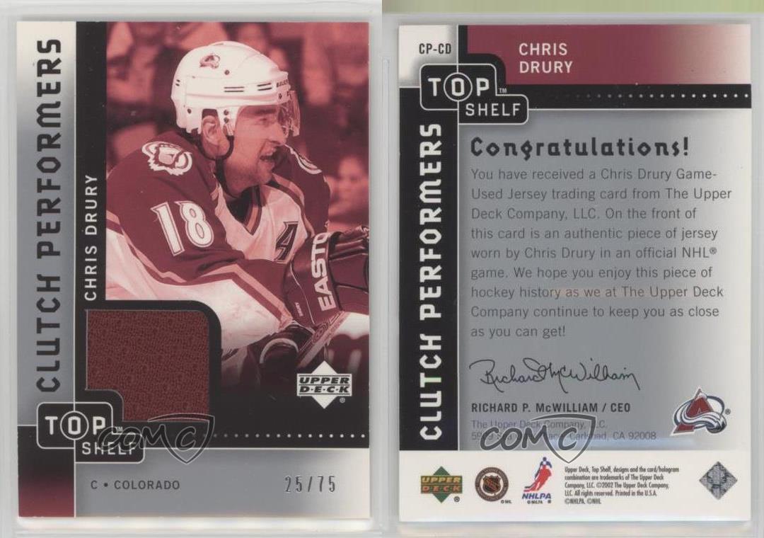 Camisetas Embragues 2002-03 Upper Deck Top Shelf Performers/75 Chris Drury #CP-CD - Imagen 3 de 3
