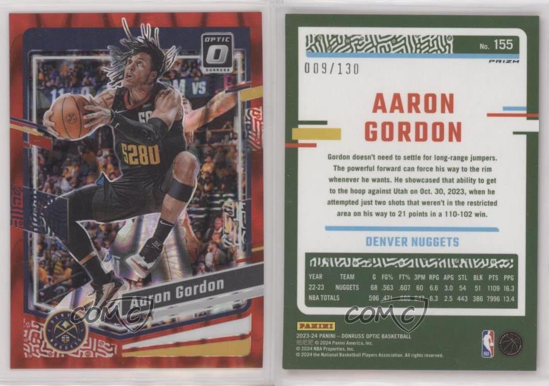 Prizm sísmico rojo óptico Panini Donruss 2023-24/130 Aaron Gordon #155 - Imagen 3 de 4