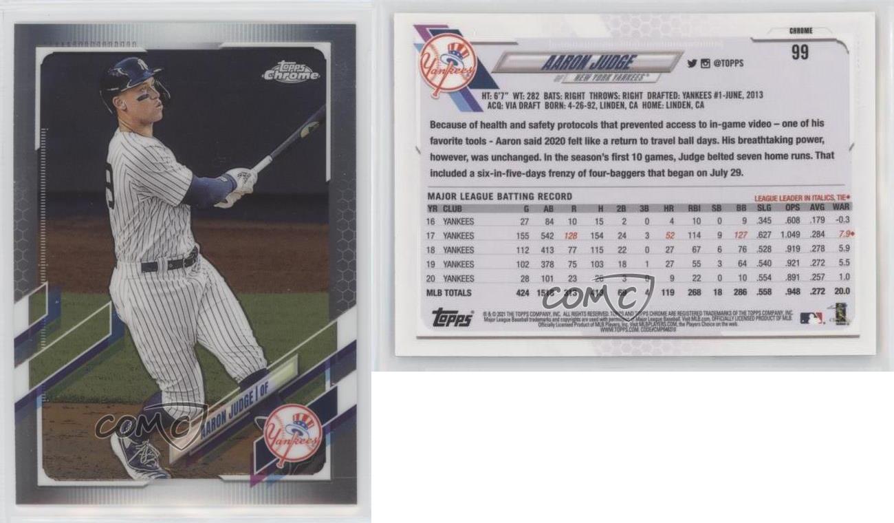 2021 Topps Chrome Aaron Judge (Pinstriped Jersey Swinging) #99.1