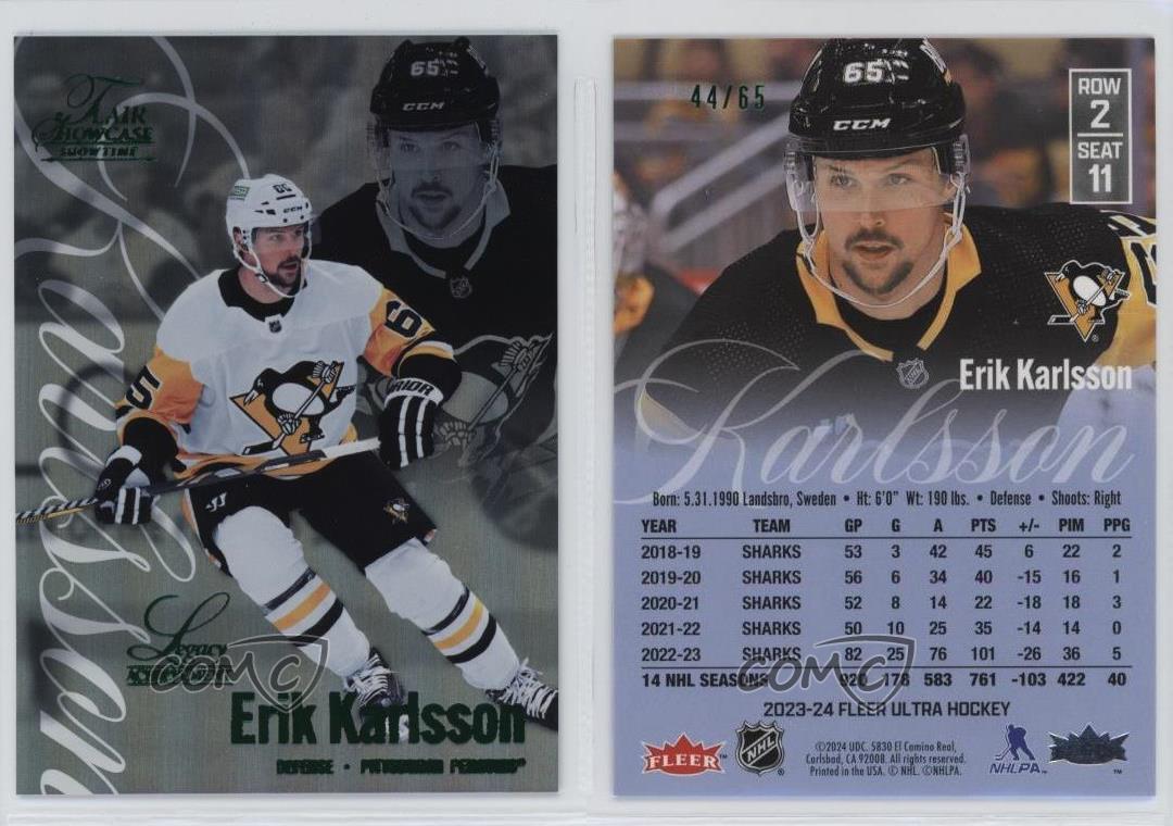 2023 Fleer Ultra Flair Showcase Legacy Collection Achievement /65 Erik Karlsson